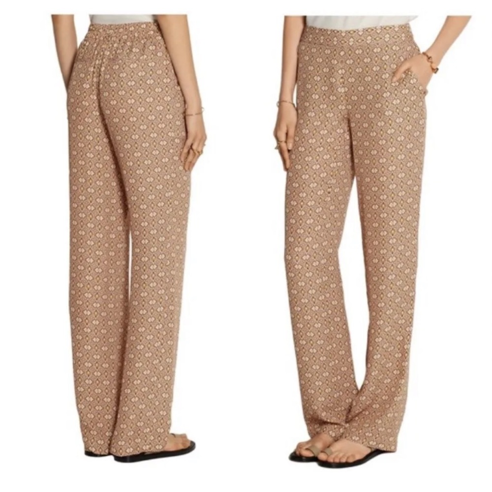 Theory Mitrana Foulard Print Silk Pull On Flowy Pants P petite